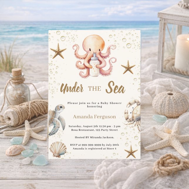Under the sea ocean animals girl Baby Shower Invitation (Creator Uploaded)