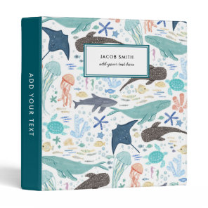 Under The Sea Ocean Animals Kids Personalized 3 Ring Binder