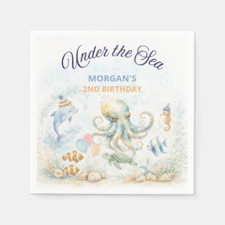 Under the Sea Ocean Animals Octopus Birthday Napkins