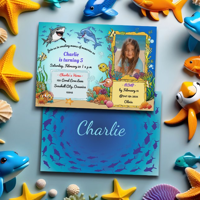 Under the Sea Ocean Animals Photo Kids Birthday Invitation (Creator Uploaded)
