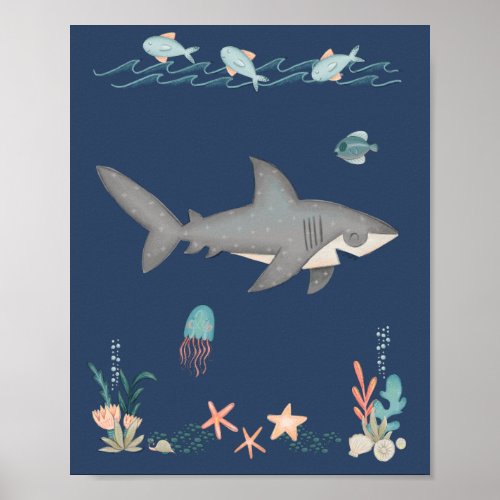 Under the Sea Ocean Animals Shark Nursery Poster