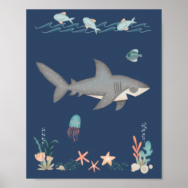 Under the Sea Ocean Animals Shark Nursery Poster (Front)