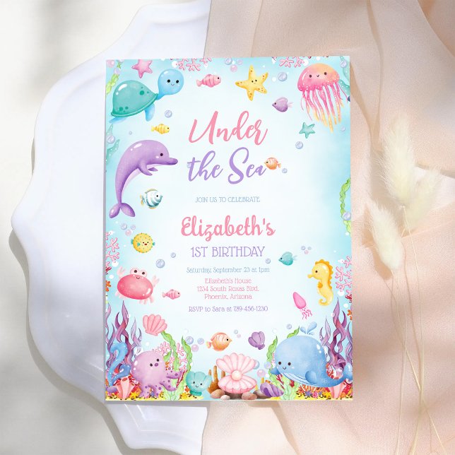 Under the Sea Ocean Animals Theme Birthday Invitation (Creator Uploaded)