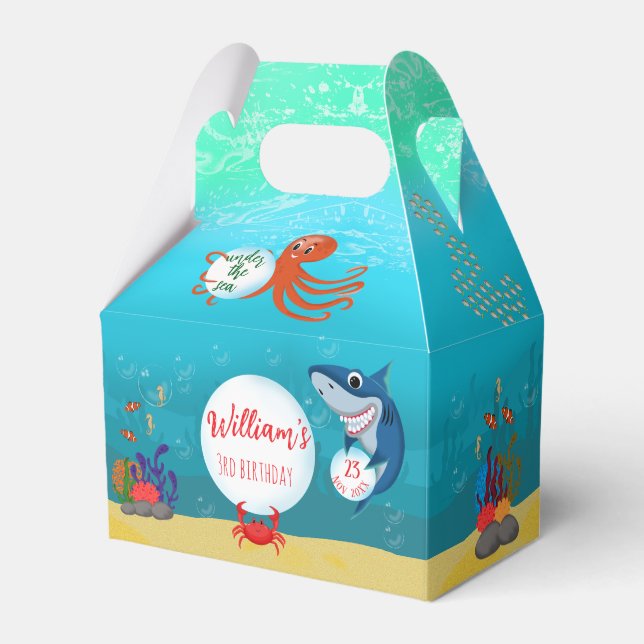Under the Sea Ocean Animals Water Bubbles Favor Boxes (Front Side)