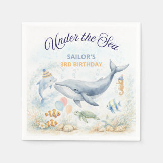 Under the Sea Ocean Animals Whale Birthday Napkins