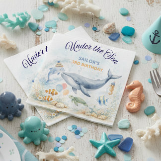 Under the Sea Ocean Animals Whale Birthday Napkins
