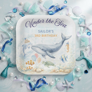 Under the Sea Ocean Animals Whale Birthday Paper Plates
