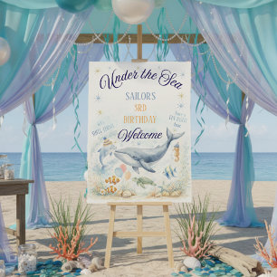Under the Sea Ocean Animals Whale Birthday Welcome Foam Board