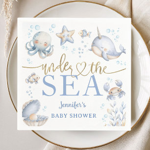 Under The Sea Ocean Baby Shower Boy Blue Paper Napkins