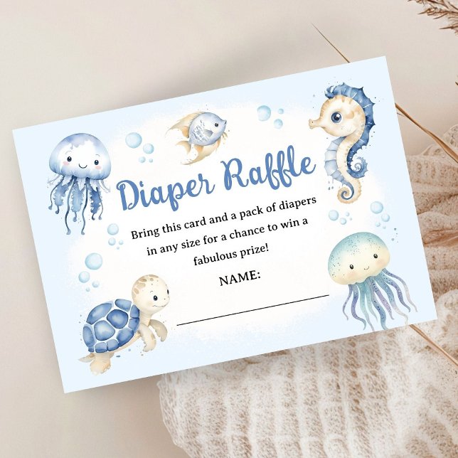 Under The Sea Ocean Baby Shower Boy Diaper Raffle Enclosure Card (Creator Uploaded)