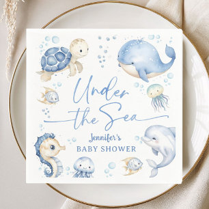 Under The Sea Ocean Baby Shower Boy Dusty Blue Napkins