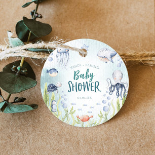 Under The Sea Ocean Baby Shower Circle Favor Tags