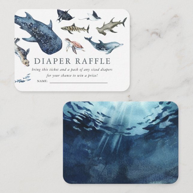 Under the Sea Ocean Baby Shower | Diaper Raffle Enclosure Card (Front/Back)