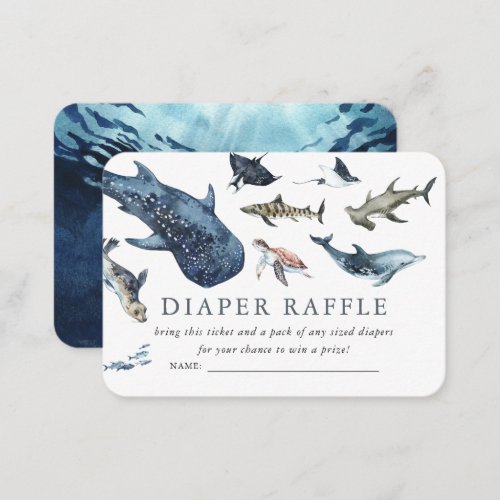 Under the Sea Ocean Baby Shower  Diaper Raffle Enclosure Card