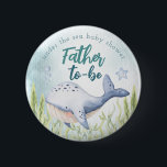 Under The Sea Ocean Baby Shower Father Button<br><div class="desc">Place this button on your Father-to-be! This design features adorable watercolor under the sea animals including a jellyfish,  sea turtle,  whale,  octopus,  puffer fish,  seahorse and crab! See the entire collection for more matching items!</div>