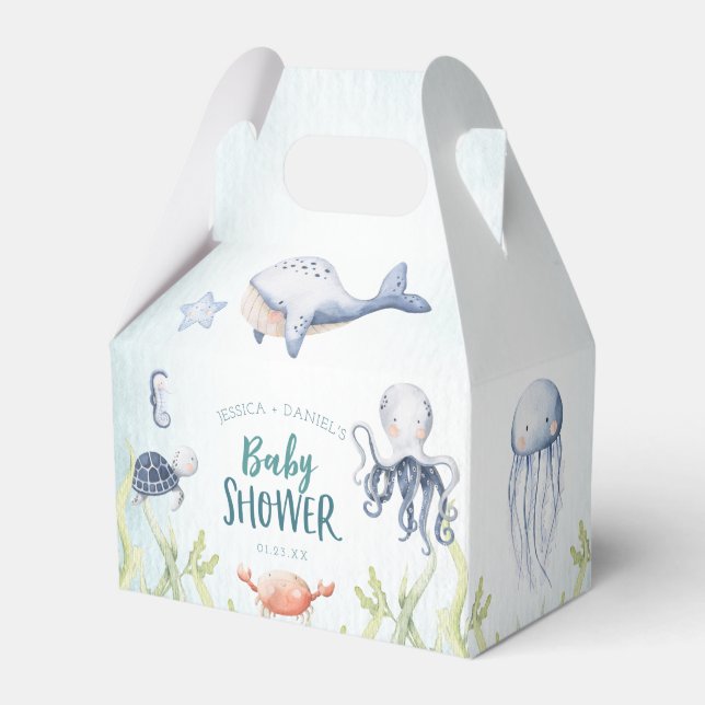Under The Sea Ocean Baby Shower Favor Boxes (Front Side)