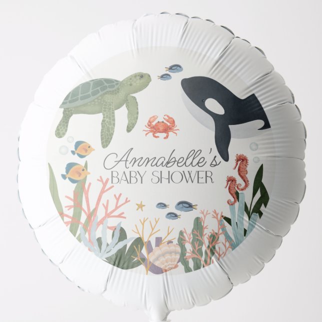 Under the Sea Ocean Baby Shower Favors Balloon (Front)