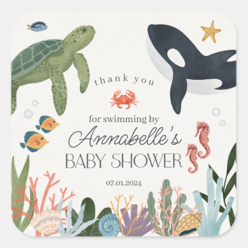 Under the Sea Ocean Baby Shower Favors Sticker