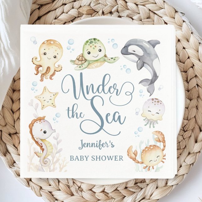 Under The Sea Ocean Baby Shower Gender Neutral  Napkins (Creator Uploaded)