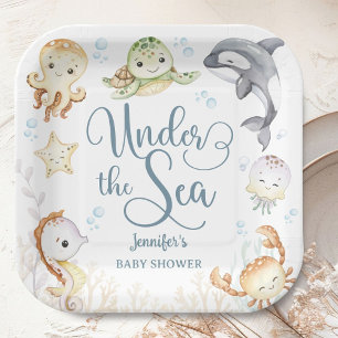 Under The Sea Ocean Baby Shower Gender Neutral  Paper Plates