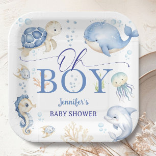 Under The Sea Ocean Baby Shower Oh Boy Blue Paper Plates