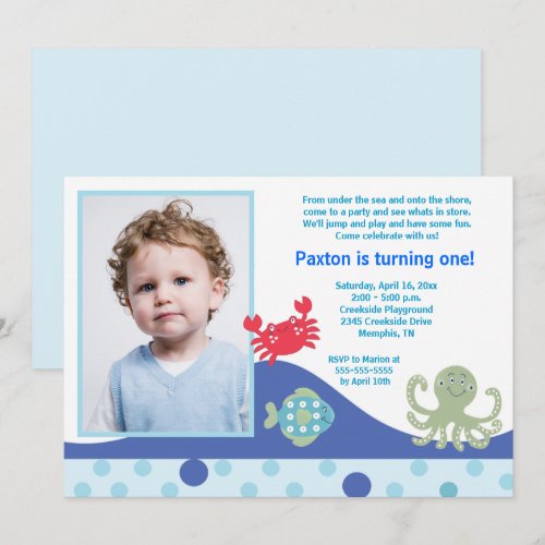 Calypso Under the Sea *PHOTO* Birthday 5x7 Personalized Invites