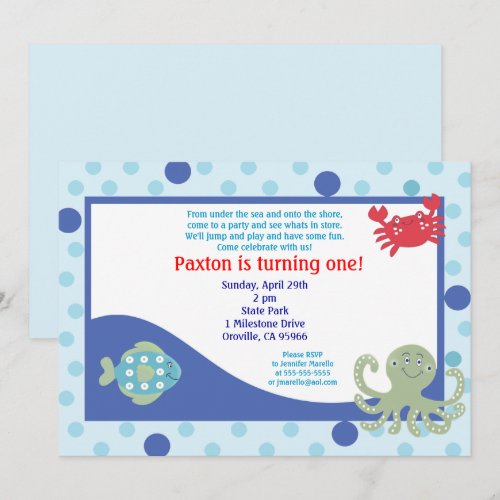 Under the Sea 5x7 Calypso Ocean Birthday Invite