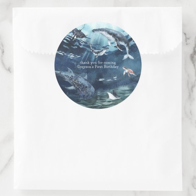 Under the Sea | Ocean Birthday Party Classic Round Sticker (Bag)