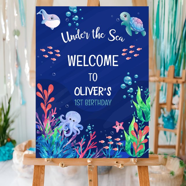 Under The Sea Ocean Boy 1st Birthday Welcome sign (Creator Uploaded)