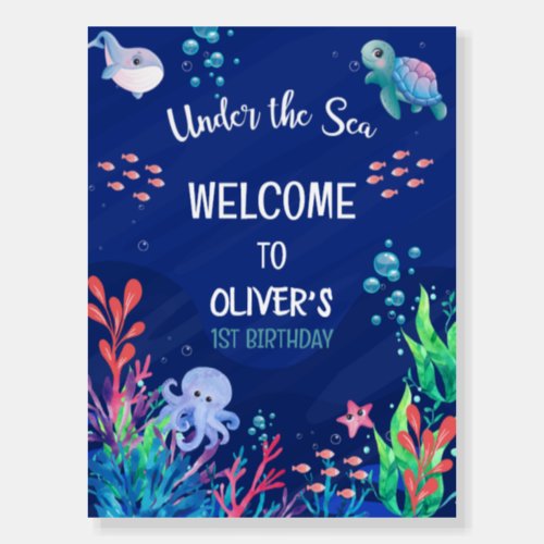 Under The Sea Ocean Boy 1st Birthday Welcome sign