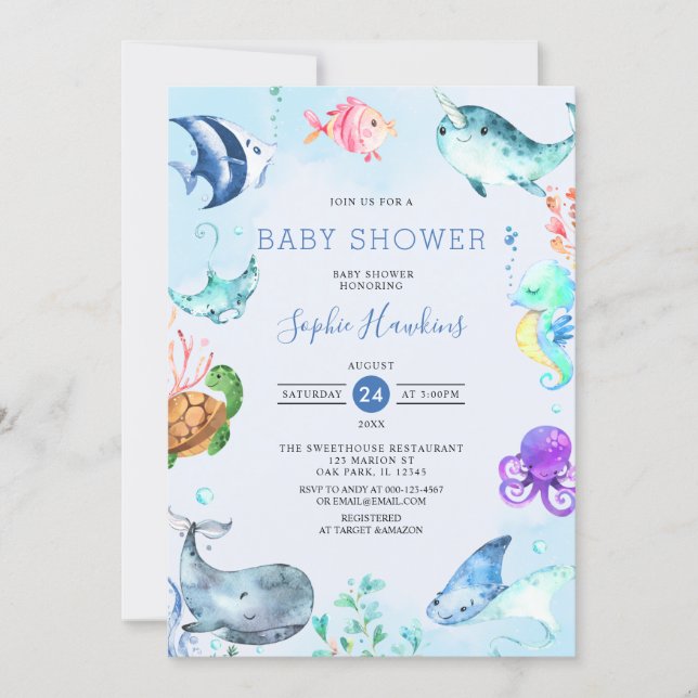 Under the Sea Ocean Couples Baby Shower Invitation (Front)
