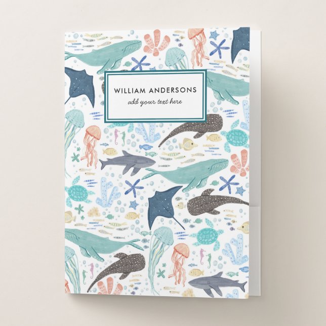 Under The Sea Ocean Creature Personalized  Pocket Folder (Front)