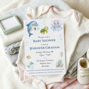 Under the Sea, Ocean Creatures Baby Shower Invitation