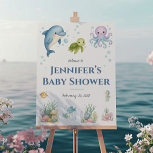 Under the Sea, Ocean Creatures Baby Shower Welcome Foam Board