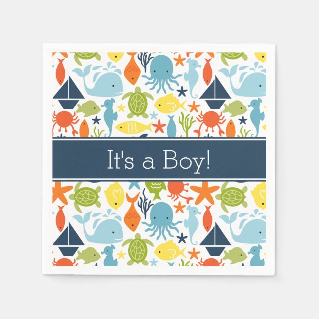 Under the Sea, Ocean Creatures, Nautical Napkins (Front)