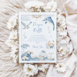 Under the Sea Ocean Diaper Raffle Baby Boy Shower Invitation