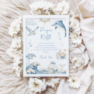 Under the Sea Ocean Diaper Raffle Baby Boy Shower Invitation