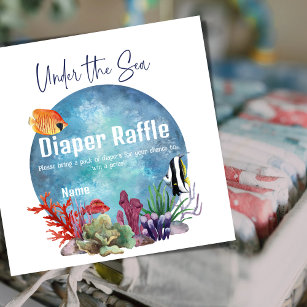 Under the Sea Ocean Diaper Raffle Game Baby Shower Enclosure Card