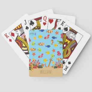 Under the Sea Ocean Fish and Anchor Kid Name Poker Cards