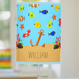 Under the Sea Ocean Fish and Anchor Kid Name Table Lamp