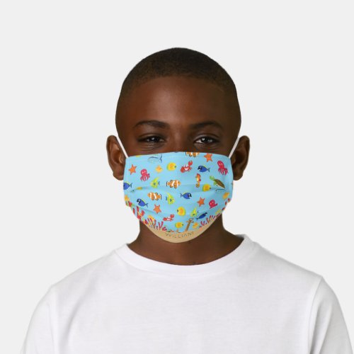 Under the Sea Ocean Fish and Anchor Name Kids Cloth Face Mask