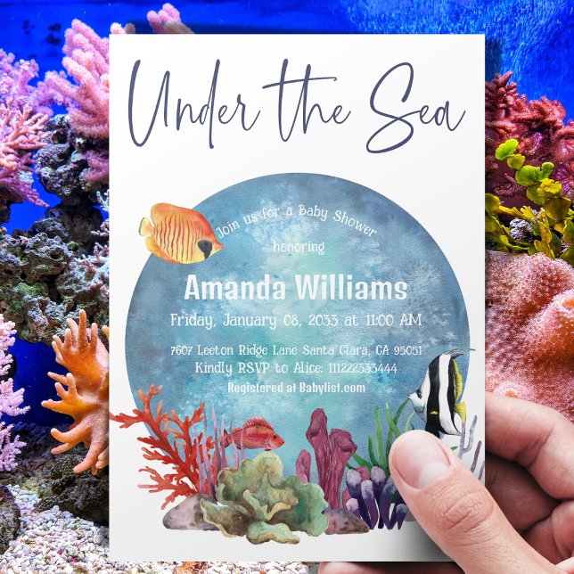 Under the Sea Ocean Fish Watercolor Baby Shower Invitation (Creator Uploaded)