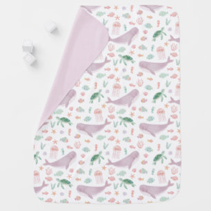 Under the Sea Ocean Girl's Turtle Whale Kids Baby Blanket
