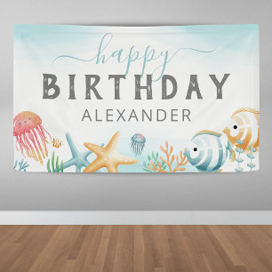 Under the Sea Ocean Happy Birthday Banner