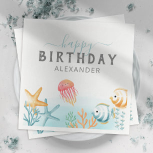 Under the Sea Ocean Happy Birthday Party Napkins