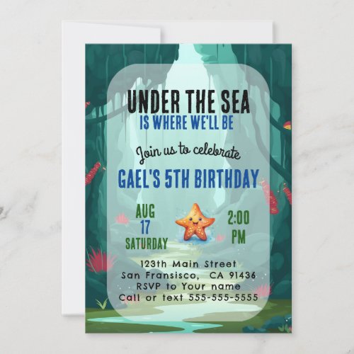 Under the Sea ocean life boy birthday Invitation