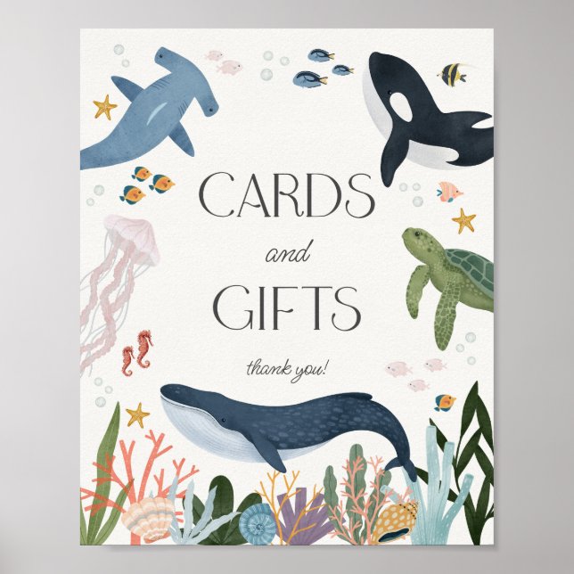 Under the Sea Ocean Nautical Cards and Gifts Sign (Front)
