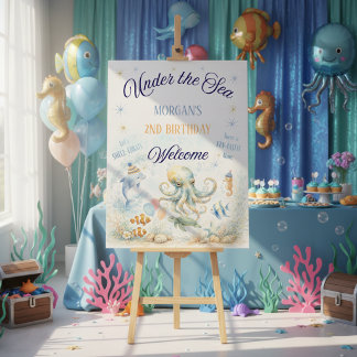 Under the Sea Ocean Octopus Birthday Welcome Foam Board