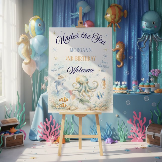 Under the Sea Ocean Octopus Birthday Welcome Foam Board (Creator Uploaded)
