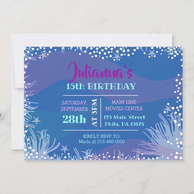 UNDER THE SEA Ocean Pool Birthday Invitation (Front)